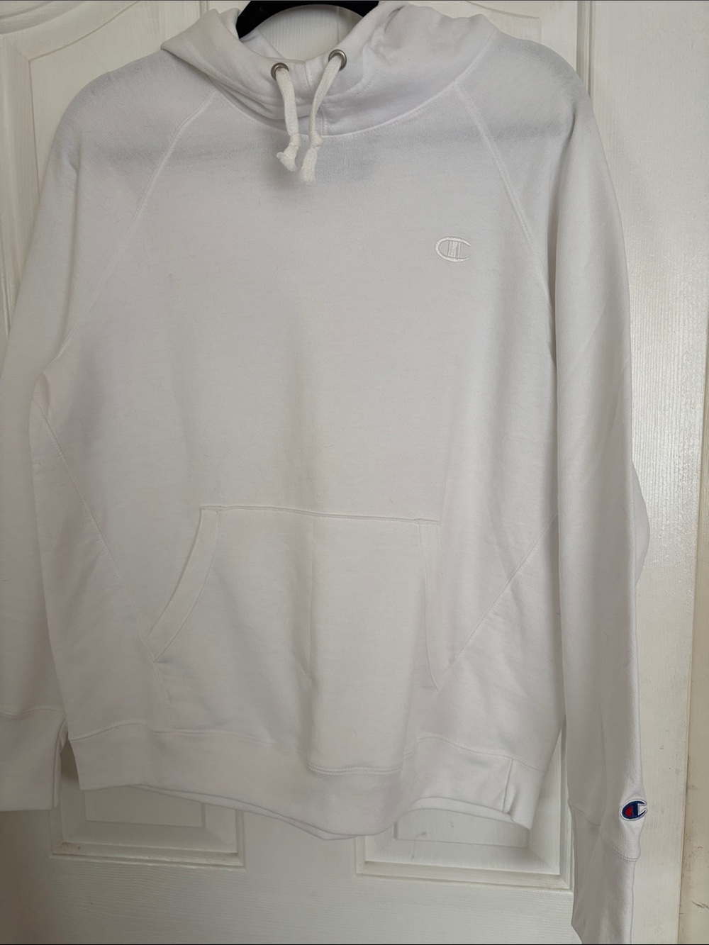 Champion White Pullover Hoodie with Subtle Logo